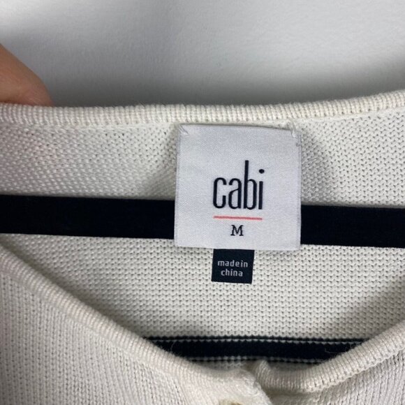 Cabi  Turnabout Reversible Cardigan Sweater Medium black n white stripes 6164 - Picture 5 of 10